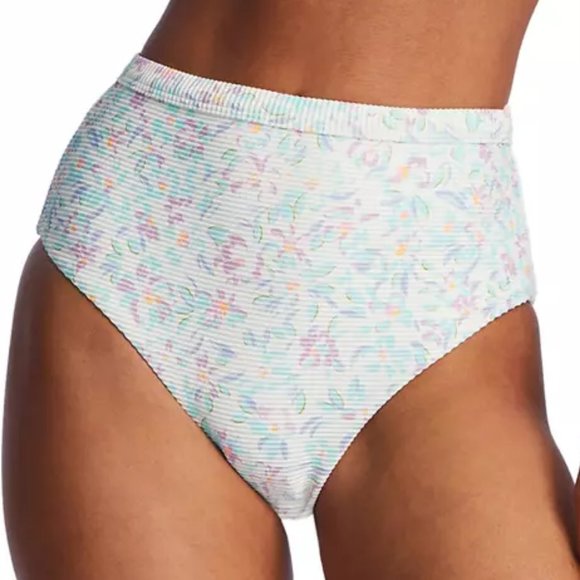 Billabong NEW Hi Retro floral full coverage bikini bottoms aqua purple Medium 10 - Picture 1 of 6